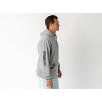 Superior Unisex Hoodie Grey Marle with Sleeve Logo (Each) 2XL