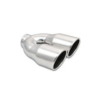 2.5in ID Dual 3.5in OD Round SS Exhaust Tip (Single Wall Angle Cut)