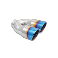 2.5in ID Dual 3.5in OD Round SS Tips (Single Wall, Angle Cut) with Burnt Blue Finish