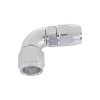 90 Deg -10AN Full Flow Teflon Hose End - Silver - 1 Piece