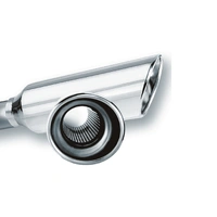 2.25in Inlet 4in Round Rolled Angle Cut Resonated x 13in Long Exhaust Tip