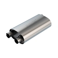 Transverse Flow Notched Muffler - Oval Single Inlet/Dual Outlet 2.5in 19in x 10.5in x 5.5in