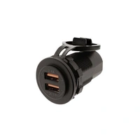 Dual USB White Socket Port 1 2.4A Port 2: Qc3.0 Non Led - Black