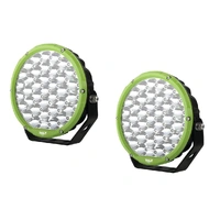 9" Round Led Driving Lamp Pair - Green Bezel