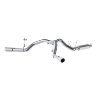 4" Cat Back, Dual Split Side Exit (Ram 2500 14-24) - T409 Stainless Steel - T304 Stainless Steel Tip