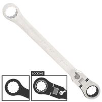 Locking Flex Head Double Gear Drive Ring Spanner - Extra Long - Metric - Individual