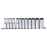 1/2" Drive Socket Rail Set - Deep - Metric Only - 12pt - 12pc