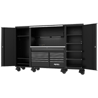 114" USA Sumo Series Workstation - Roller Cabinet, Top Hutch & 2x Side Cabinets