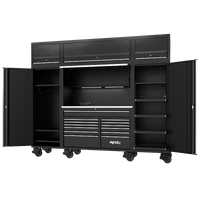 114" USA Sumo Series Complete Workstation - Roller Cabinet, Top Hutch, 2x Side Cabinets & Overhead Hutches