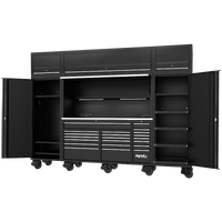 128" USA Sumo Series Complete Workstation - Roller Cabinet, Top Hutch, 2x Side Cabinets & Overhead Hutches 
