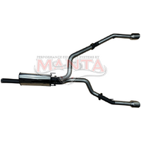 Single 3in into Dual Factory Cat Back Exhaust with 5in Chrome Tips (Ram 1500 DS 09-18)