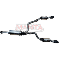 Dual 3in Cat Back with 5in Black Tips Stainless Steel - Quiet (Ram 1500 DT 19+)