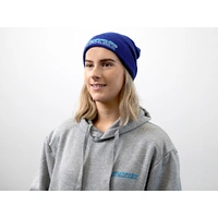 Blue Beanie with White Outline Logo Each