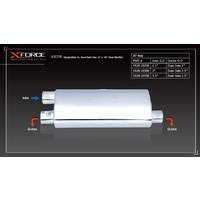 Universal Muffler - 3.5in Single-Side In, Dual-Side Out, 6in x 10in Oval Muffler, Stainless Steel