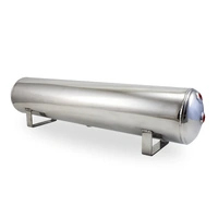 4 Gal Alum Tank - (2) 1/4in (2) 3/8in End & 1/4in Drain - 30in L X 6in D - Polished