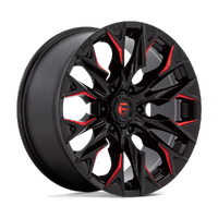 Flame D823 20x9 6x139.7 +20mm Gloss Black Milled Candy Red