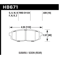 Hawk 11+ Subaru Legacy GT Performance Ceramic Rear Street Brake Pads