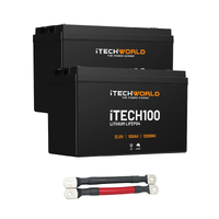 200Ah Lithium LiFePO4 Battery Bundle 2×100Ah Deep Cycle with Linking Cables