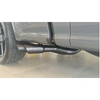 3" Cat Back, Single Side Dual Outlet in Front of Rear Wheel, Race Version (F-150 15-20) - BC Aluminized Steel - T304 Stainless Steel Tip