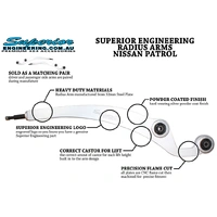 Superior Radius Arms Suitable For Nissan Patrol GQ/GU 5 Inch (125mm) Castor Correction Rr Mush:N Running Sway:N