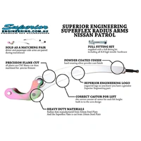 Superior Superflex Radius Arms Suitable For Nissan Patrol GQ/GU 6 Inch (150mm) Castor Correction Rr Mush:N Running Sway:N