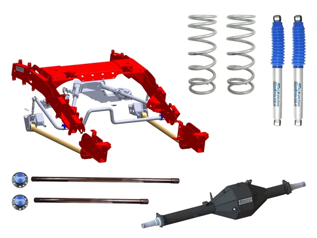 Superior Bolt In Coil Conversion Kit with Superior Track Corrected Chromoly Diamond Diff Housing, Nitro Gas Shock Absorbers & Coil Springs Render