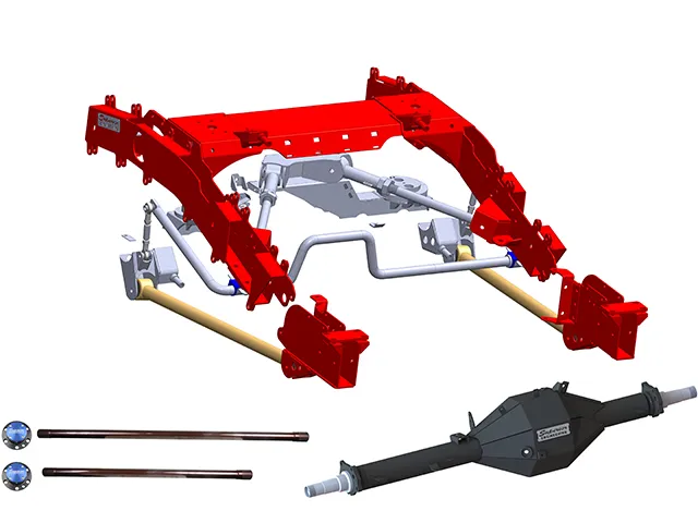 Superior Bolt In Coil Conversion Kit Render with Track Corrected Chromoly Diamond Diff Housing
