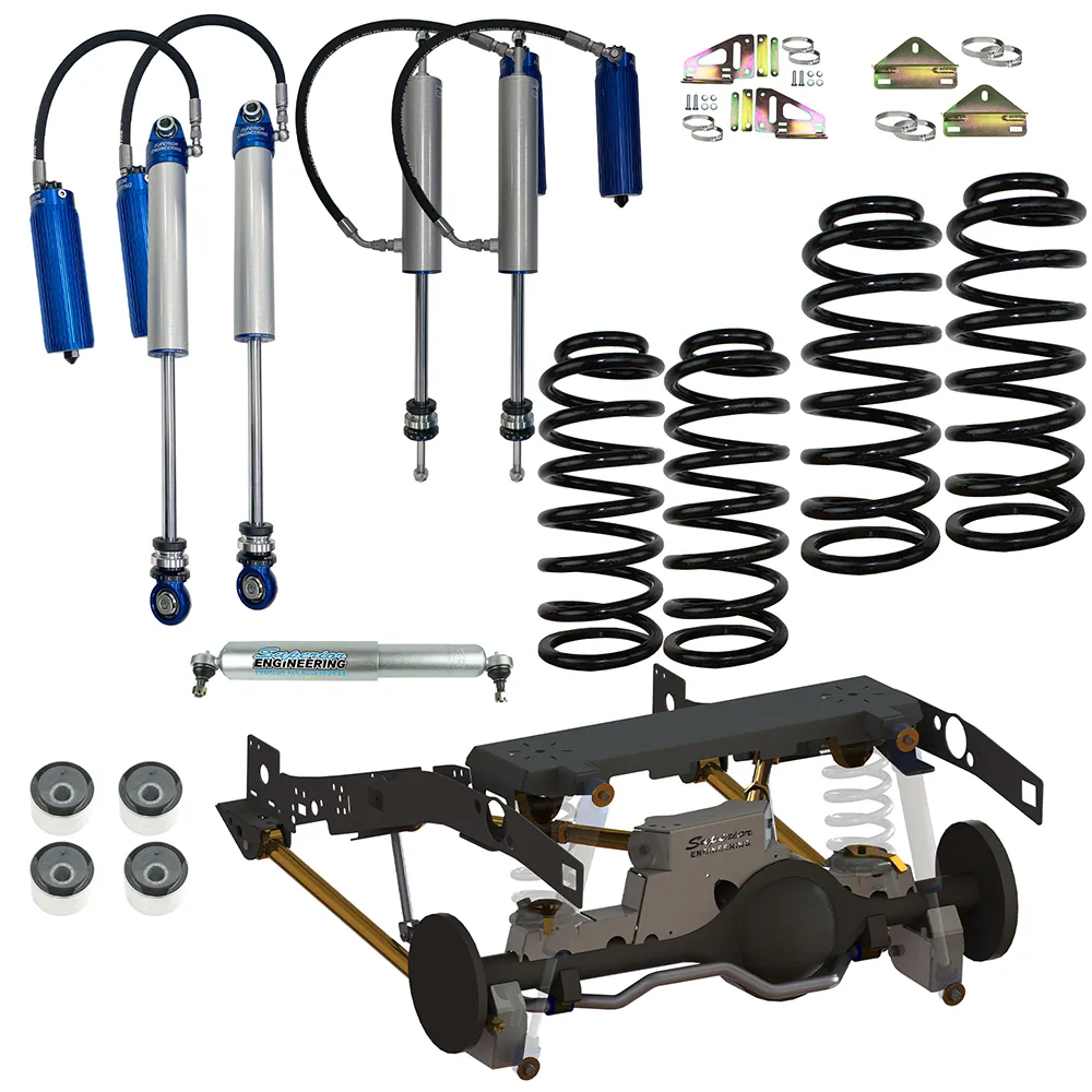 Superior Weld In Coil Conversion VSB14 Approved 2 Inch (50mm) Lift Kit w/2.5 Remote Reservoir Shocks (Front and Rear) Suitable For Toyota LandCruiser 79 Series Gen 2 (VSC Models) - SUP-RR25-79VCCW-2KIT