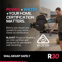 R30 Wall-Mounted Pressure Washer 2600 PSI with 30m Retractable Hose