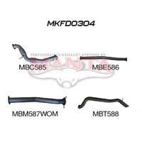 3in Turbo Back With Cat, Without Muffler (Ranger (Pre-DPF) PX, PX2, 3.2L)