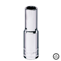 1/2" Drive Deep Socket - 12pt SAE - Individual, Size: 7/16"