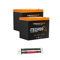 210Ah Lithium LiFePO4 Bluetooth Battery Bundle 2×105Ah Deep Cycle with Parallel Linking Cables